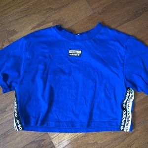 Adidas womens blue logo crop top